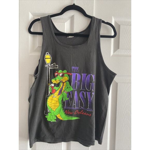 Vintage 1994 Platinum Ts New Orleans The Big Easy Alligator Gray Tank Medium USA - Picture 1 of 7